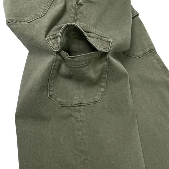 PAIGE Cargo Jeans Wide Leg‎ Crop Sz 27 Ivy Green High Rise Stretch Anthropologie - Picture 8 of 12